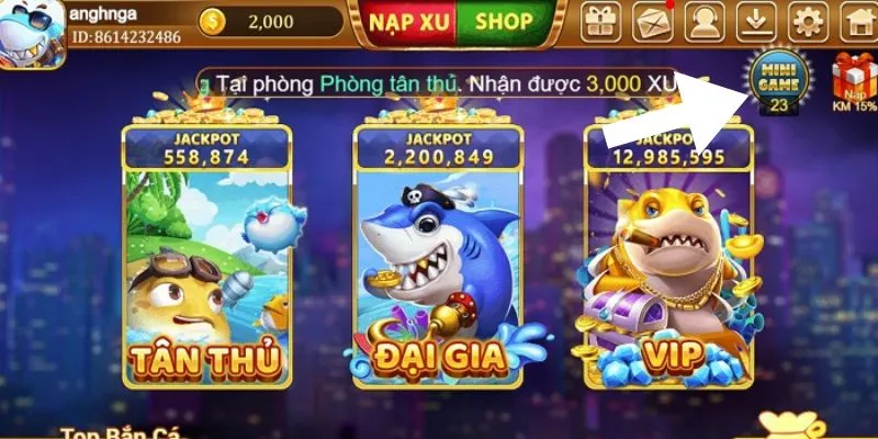 Chọn game yêu thích và chọn cấp độ chơi phù hợp